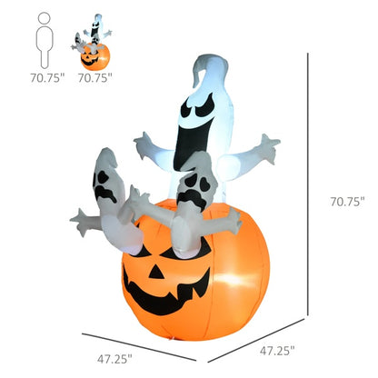 Halloween Inflatable Decoration Pumpkin With Ghosts LED
