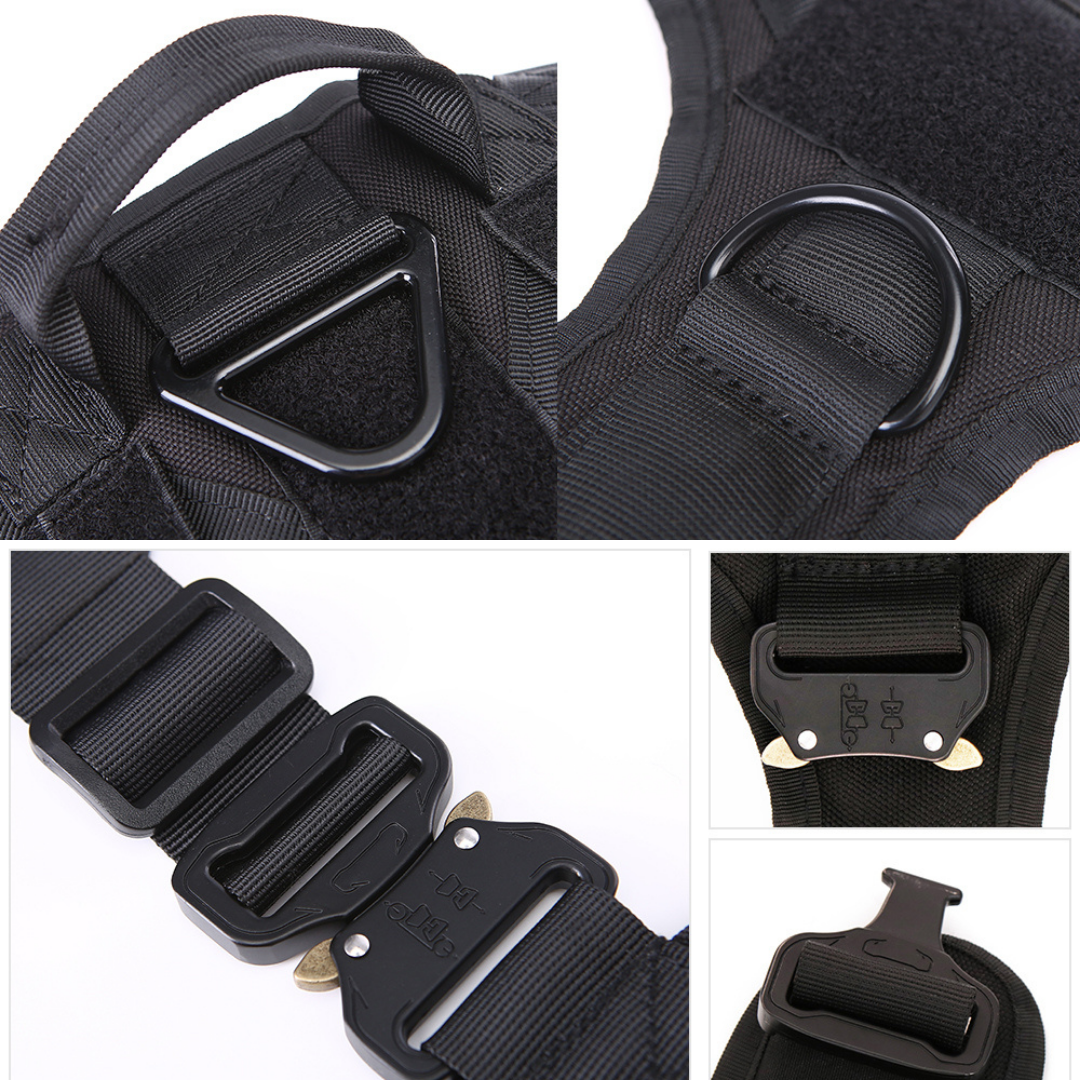 Tactical Dog Harness No-Pull With Front And Back D-Rings Quick-Release Buckles Top Handle Heavy-Duty Training