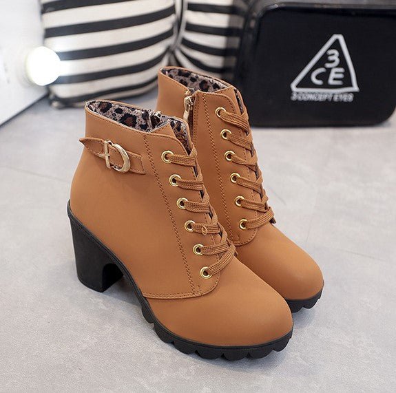 Supportive Women's Ankle Boots - Lace-Up, Suede, Autumn