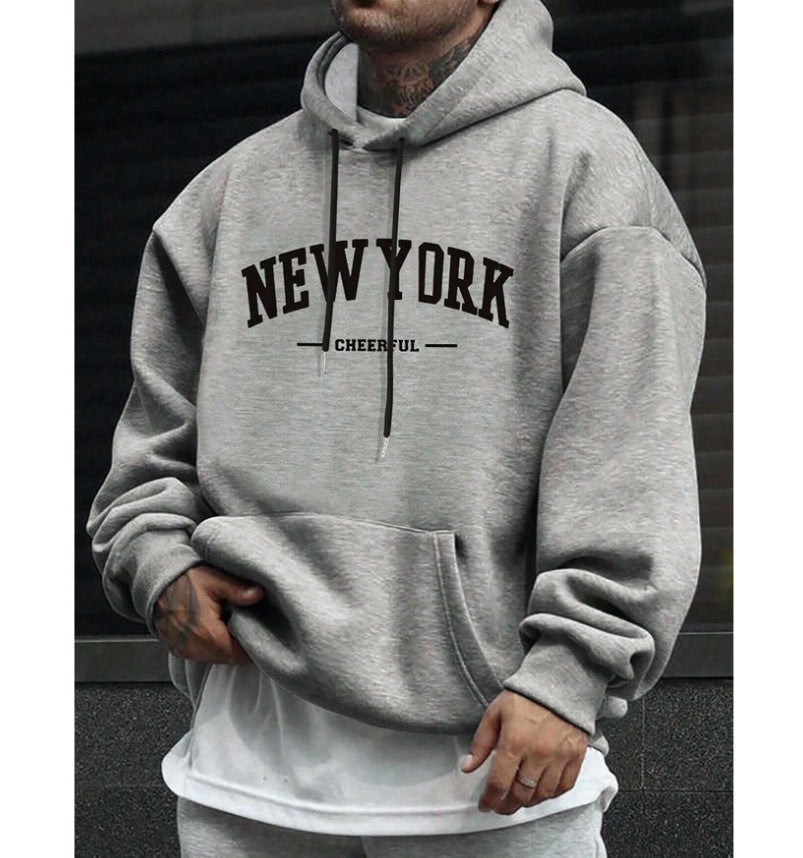Oversized Casual Mens Hoodie - Pullover Polyester, Urban