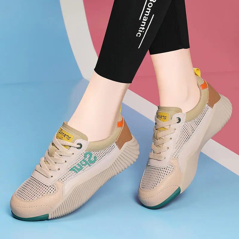Soft durable women's sneakers - low-cut, genuine leather upper, for running daily workouts
