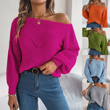 Soft Women’s Sweater - Off Shoulder Lantern Sleeve, Acrylic