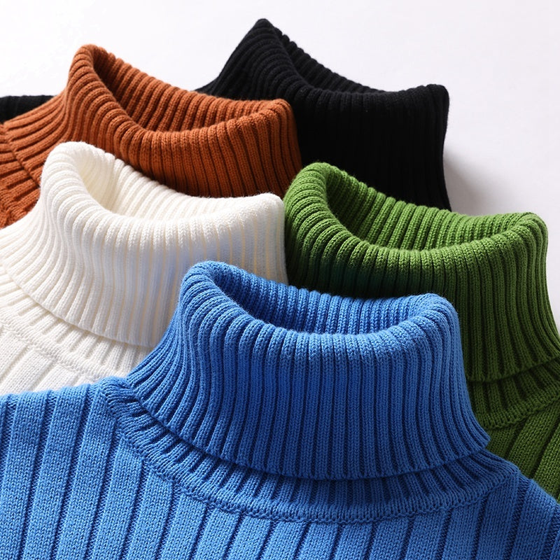 Warm Men Women Turtleneck Sweater - Slim Ribbed Knit