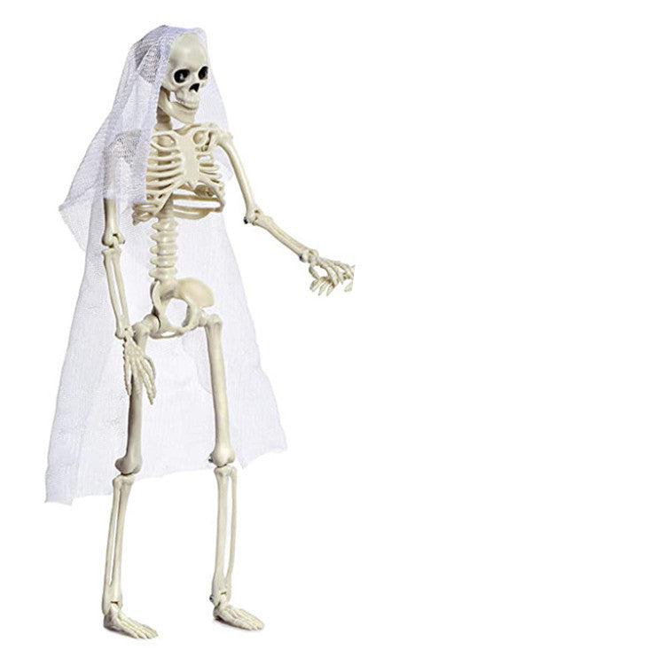 Halloween Plastic Skeleton Couple Props Wedding Veil Decor