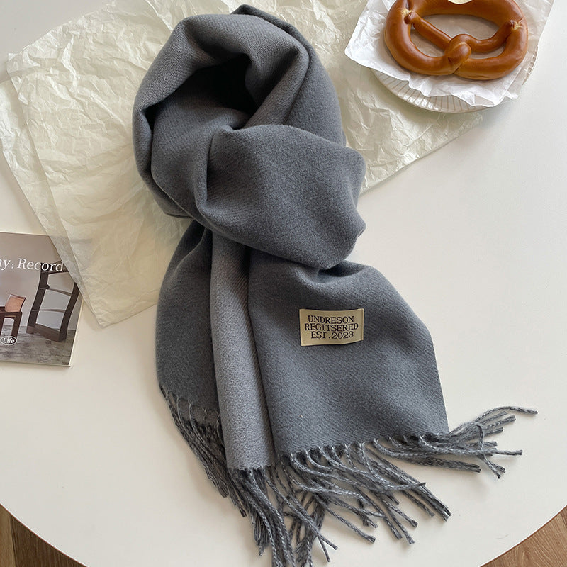 Warm Women Scarf - Reversible Fringed Cashmere Winter