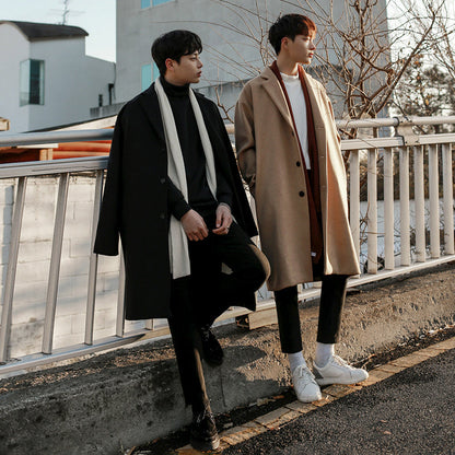 Warm Classic Men's Wool Coat - Mid Length, Wool Winter