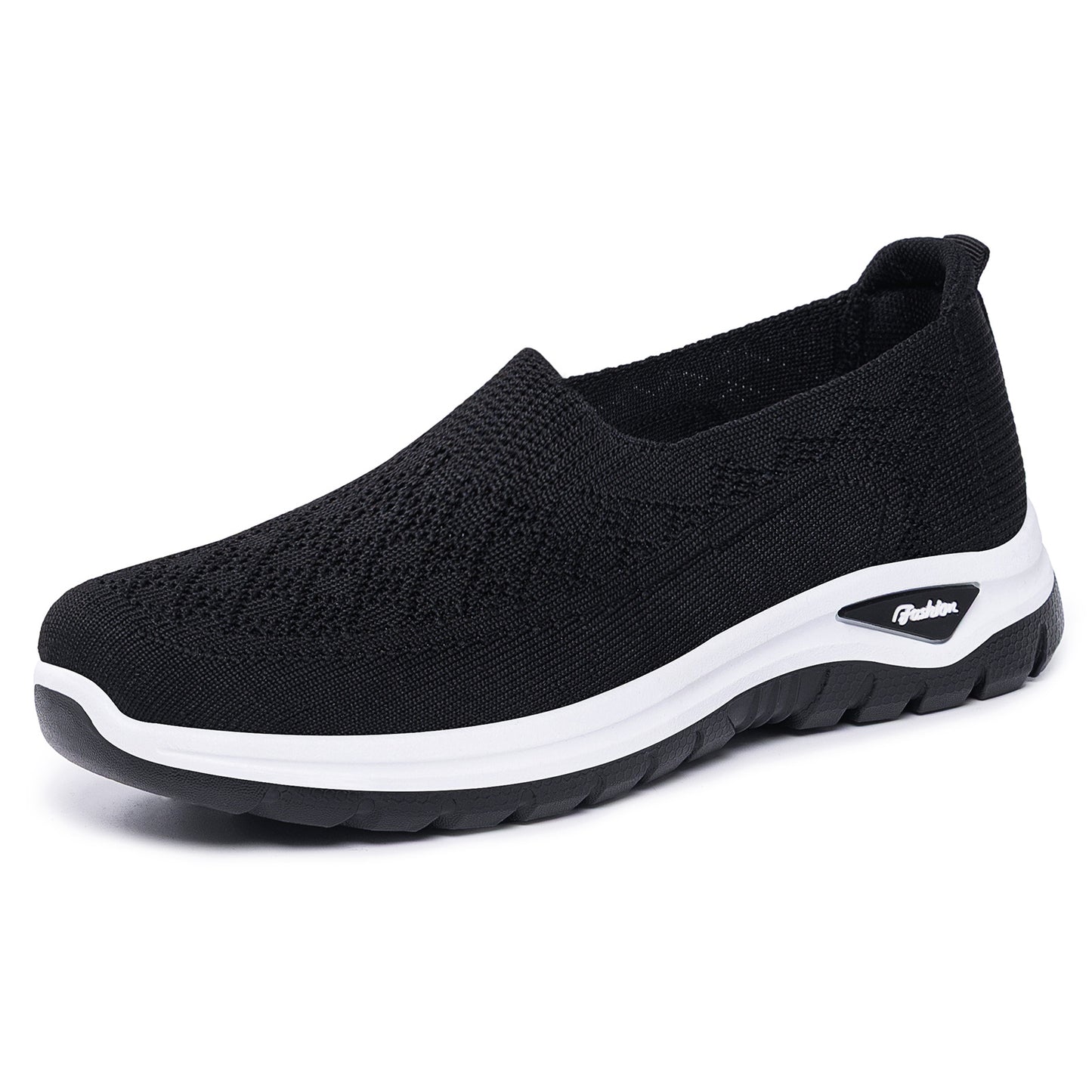 Letvægts damesko med mesh, slip-on – slip-on, strikket overdel, afslappet til daglig brug