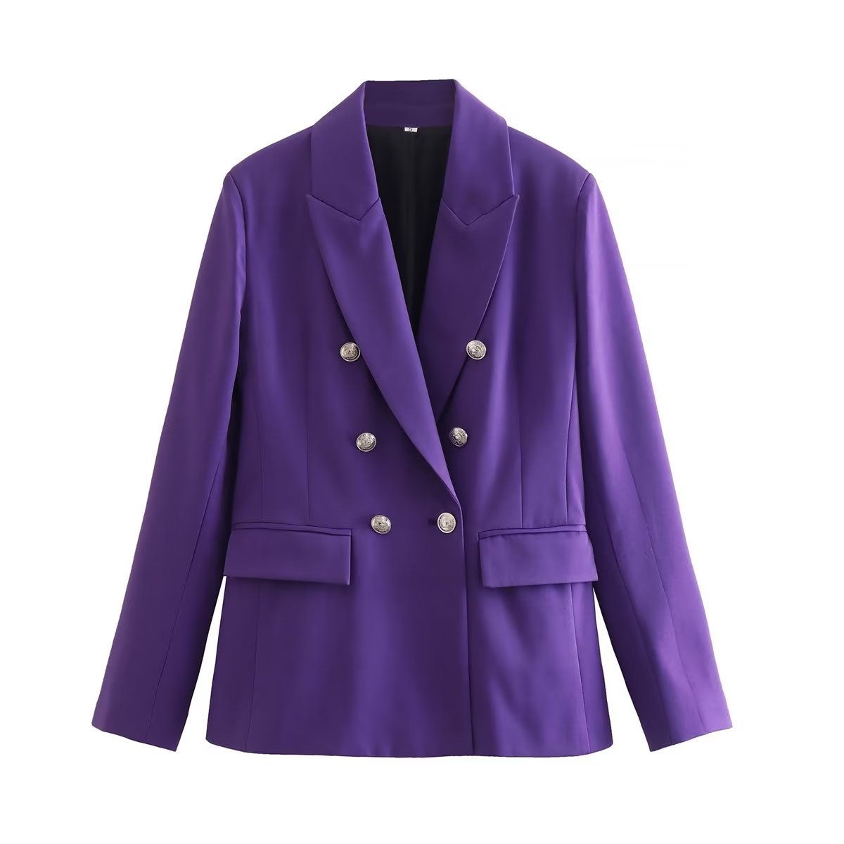 Fitted women's blazer - double-breasted, polished silhouette, polyester, autumn office wear