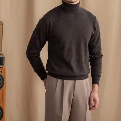 Lightweight Mens Turtleneck Sweater - Slim, Wool, Commute