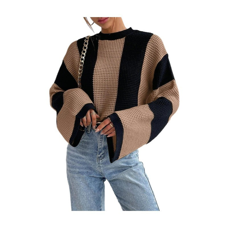 Oversized Women’s Knitted Sweater - Bell Sleeve, Chunky