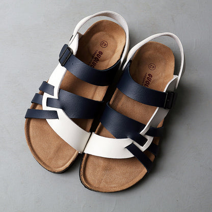 Lightweight Men's Sandals - Hollow-Out Design, Cork Footbed, Casual Everyday Wear