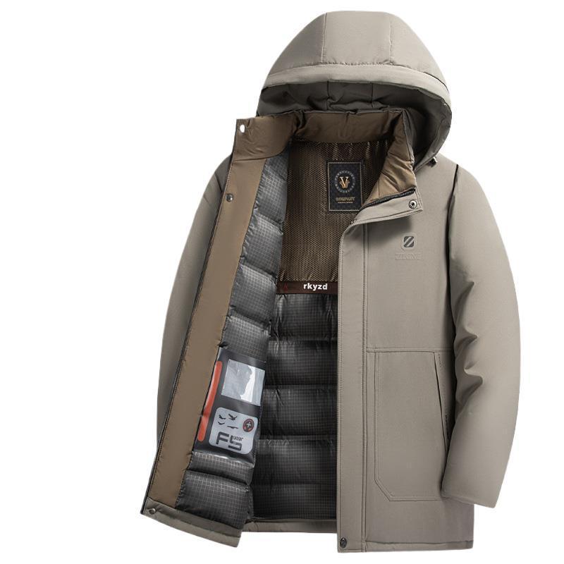 Isolierende Herren-Daunenparka - Kapuzen-Cord, Winterbereit