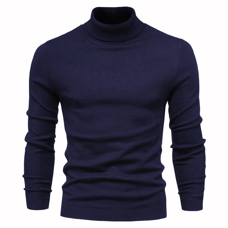 Blød herre rullekrave sweater - slim fit viskose vinter