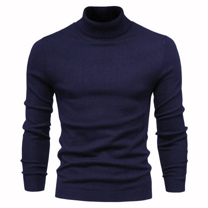 Blød herre rullekrave sweater - slim fit viskose vinter