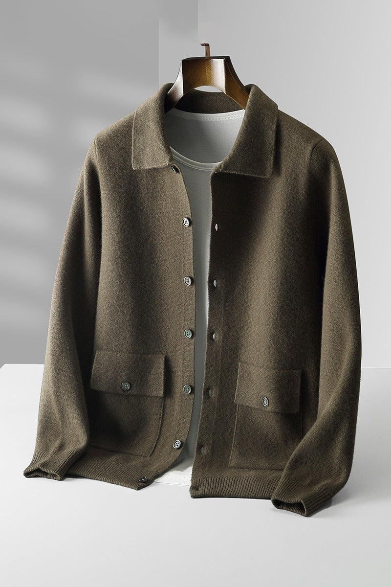 Warme Klassieke Heren Polo Cardigan - Wol, Knopen, Herfst