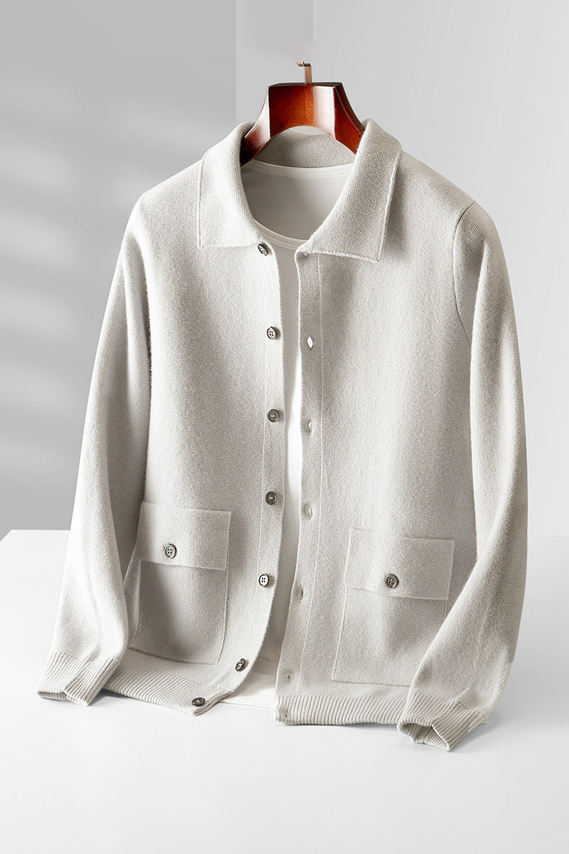 Warme Klassieke Heren Polo Cardigan - Wol, Knopen, Herfst