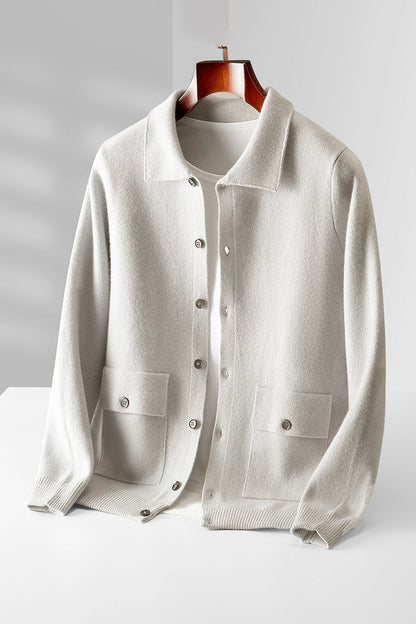 Warme Klassieke Heren Polo Cardigan - Wol, Knopen, Herfst
