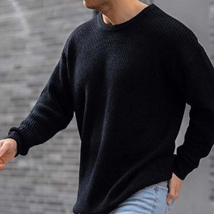 Weicher klassischer Herrenpullover mit Waffelstrick - Rundhalsausschnitt Acryl