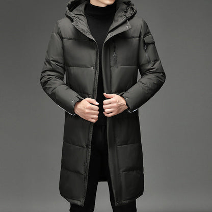 Leichter Gemütlicher Herren Daunenmantel - Langer Steppmantel, Gänsedaunen