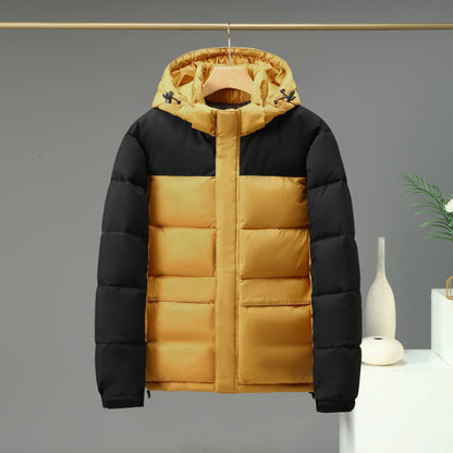 Varm Unisex Kort Jakke - Boxy Hættetrøje, Fyldt med Bomuld