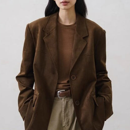 Soft women's blazer - tailored slim-fit, suede, for professional daily office wear