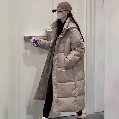 Insulating Women Long Puffer Coat - Relaxed Cotton Winter