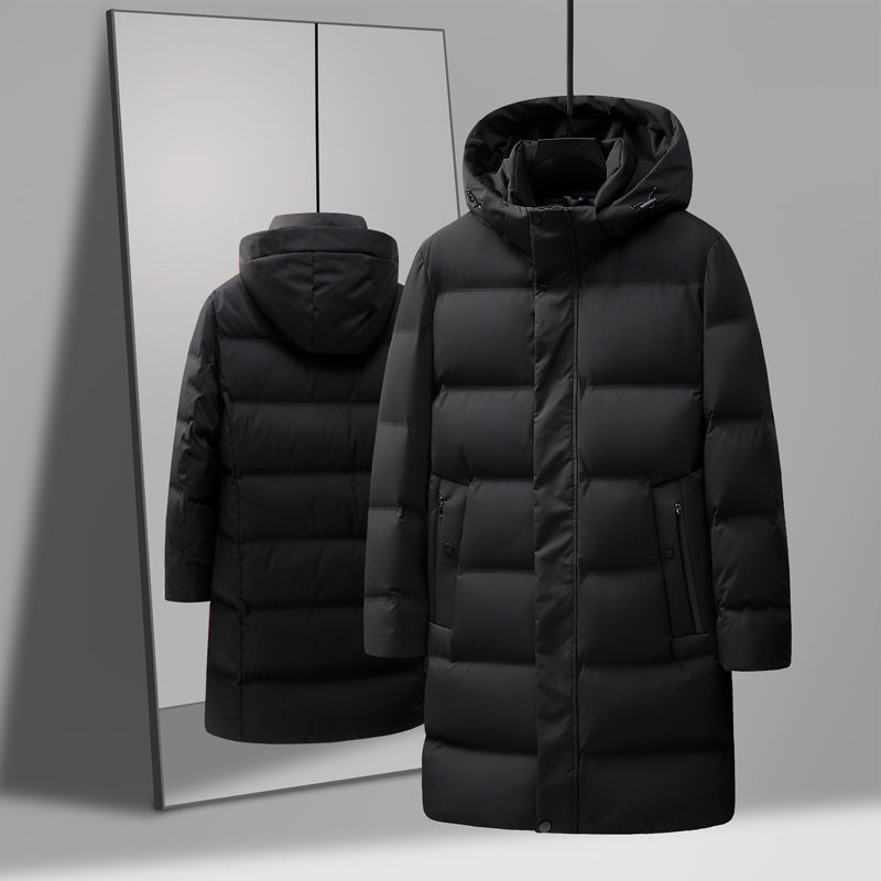 Isolerende herre midtlange dunjakke - boxy, polyester