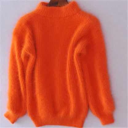 Varm og hyggelig damesweater med høj hals - Oversized blød strik