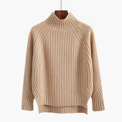 Warmer Damen-Rollkragenpullover – Lässiger, gerippter Strick für den Herbst