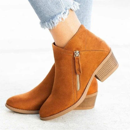 Supportive Women’s Ankle Boots - Side Zip, Suede, Casual