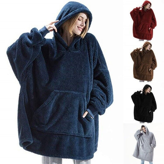 Warm Cozy Women Blanket Hoodie - Oversized Fleece Lounging