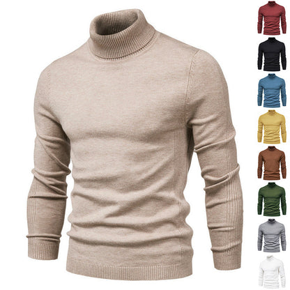 Blød herre rullekrave sweater - slim fit viskose vinter