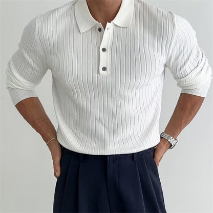 Fitted Men's Polo Shirt - Slim Ribbed Knitted, Smart Casual