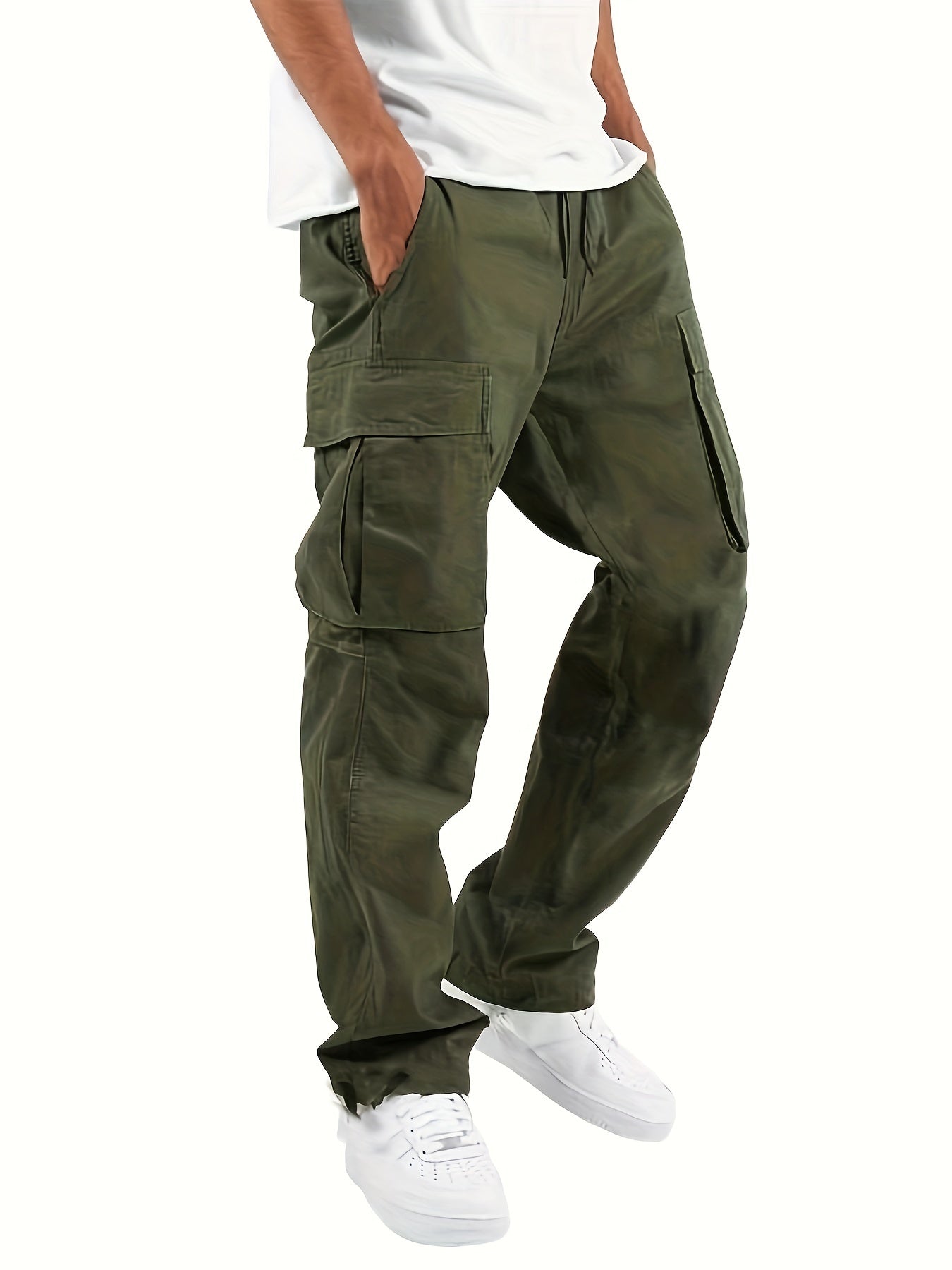 Variant image for Oversized Black Cargo Pants for Men with Multiple Pockets, Comfortable Fit and Durable Cotton Blend Trousers-25
