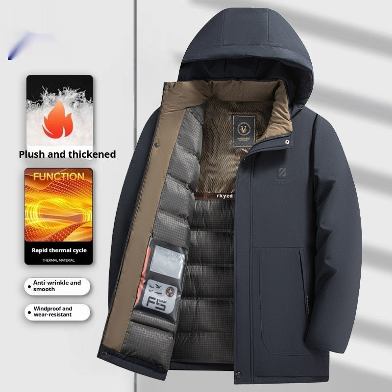 Isolierende Herren-Daunenparka - Kapuzen-Cord, Winterbereit