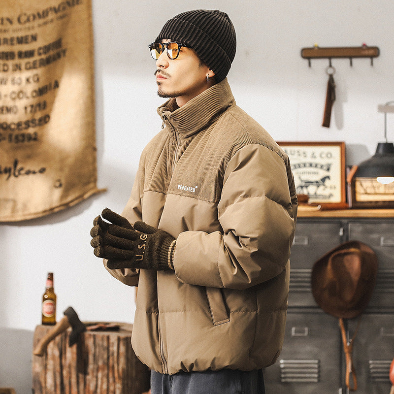 Insulating Mens Puffer Jacket - Corduroy Yoke, Duck Down