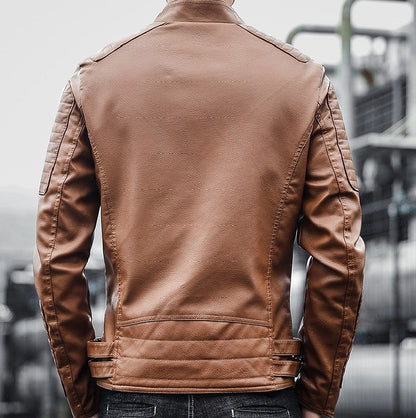 Chaqueta de cuero para hombre duradera y versátil – estilo motocicleta, cuero de poliuretano, para otoño e invierno