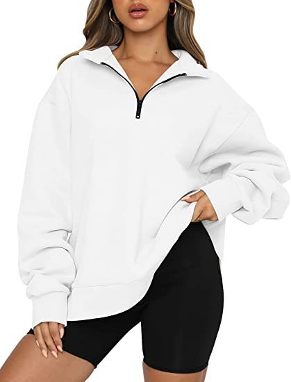 Lightweight Women Zip Sweatshirt - Oversized Pullover Casual