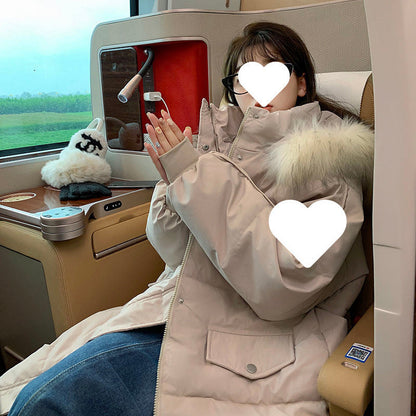 Insulating Women’s Long Down Puffer Coat - Quilted Cotton