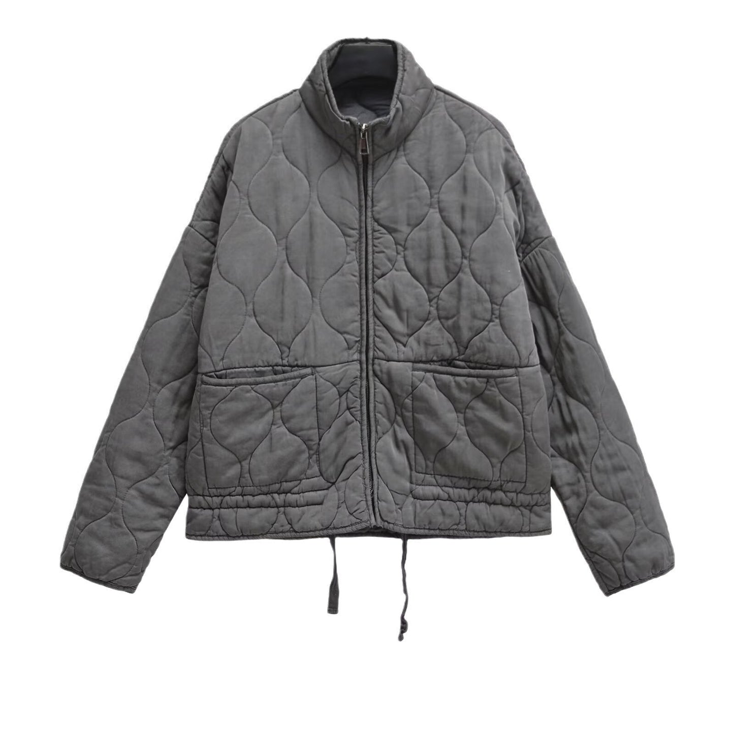 Soft Relaxed Women Quilted Jacket - Stand-Collar, Tencel