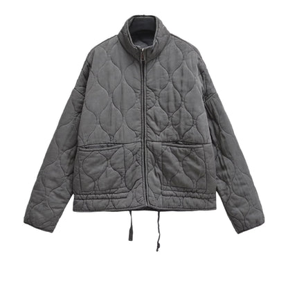 Soft Relaxed Women Quilted Jacket - Stand-Collar, Tencel