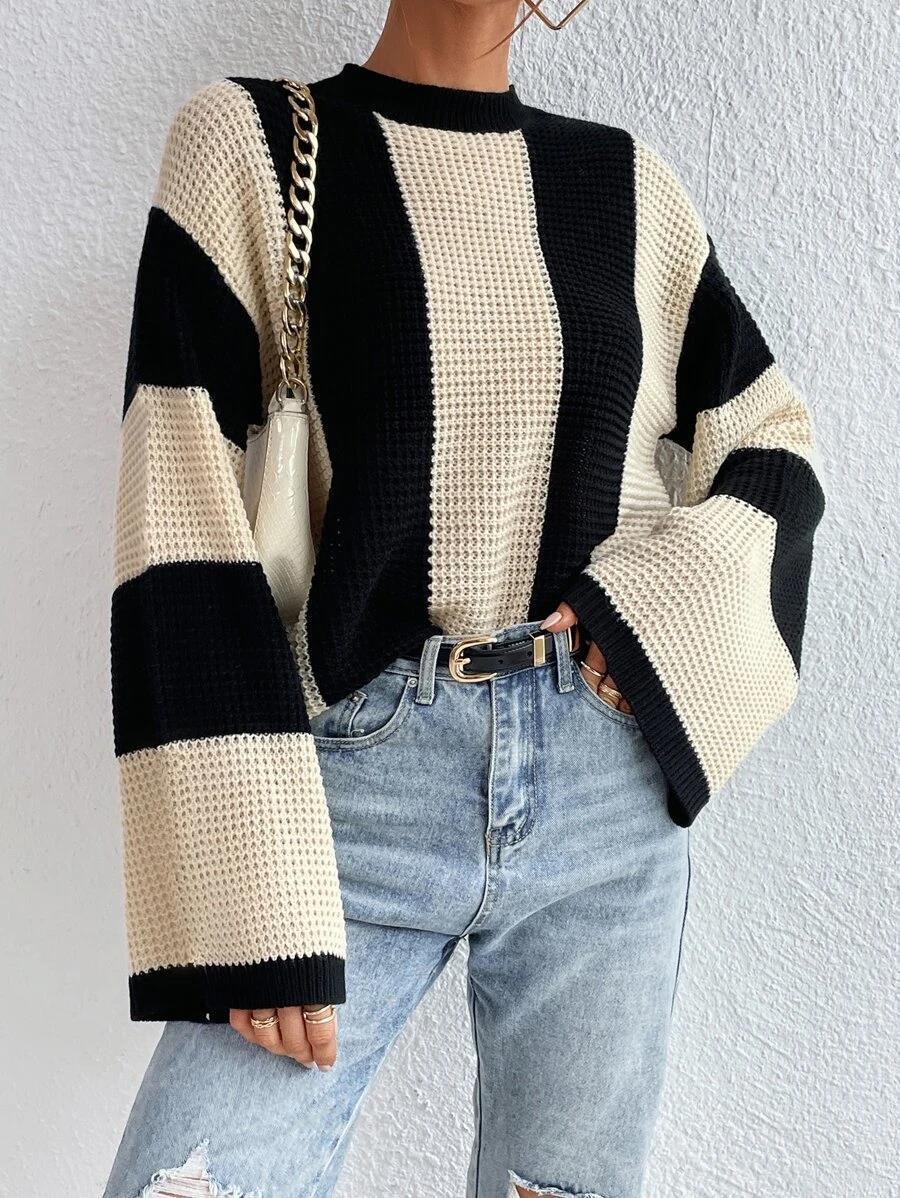 Oversized Women’s Knitted Sweater - Bell Sleeve, Chunky