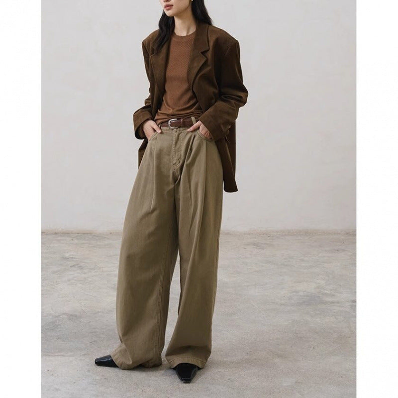 Soft women's blazer - tailored slim-fit, suede, for professional daily office wear