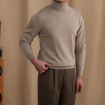 Lightweight Mens Turtleneck Sweater - Slim, Wool, Commute