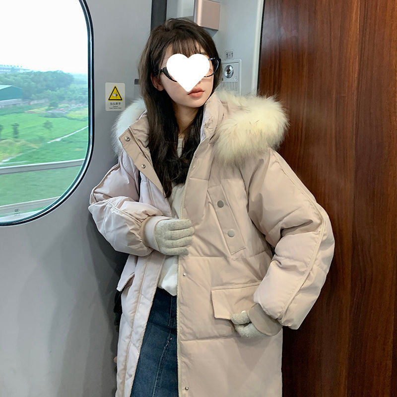 Insulating Women’s Long Down Puffer Coat - Quilted Cotton