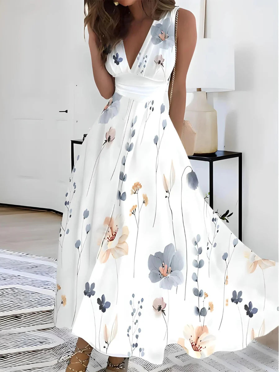 Elegant Floral Petal Dress for Women, Lightweight Summer Wedding Guest Dress with Adjustable Belt and Delicate Neckline-1