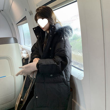 Insulating Women’s Long Down Puffer Coat - Quilted Cotton