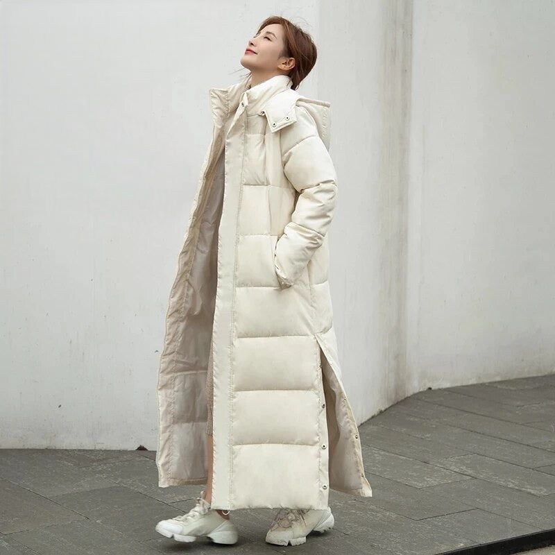Windproof Oversized Women's Maxi Coat - Quilted Insulated