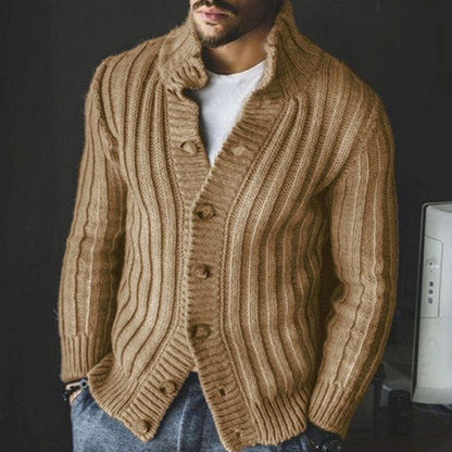 Warm Classic Herre Cardigan - Skjalskrave, Uldblanding
