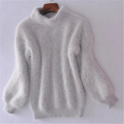 Varm og hyggelig damesweater med høj hals - Oversized blød strik